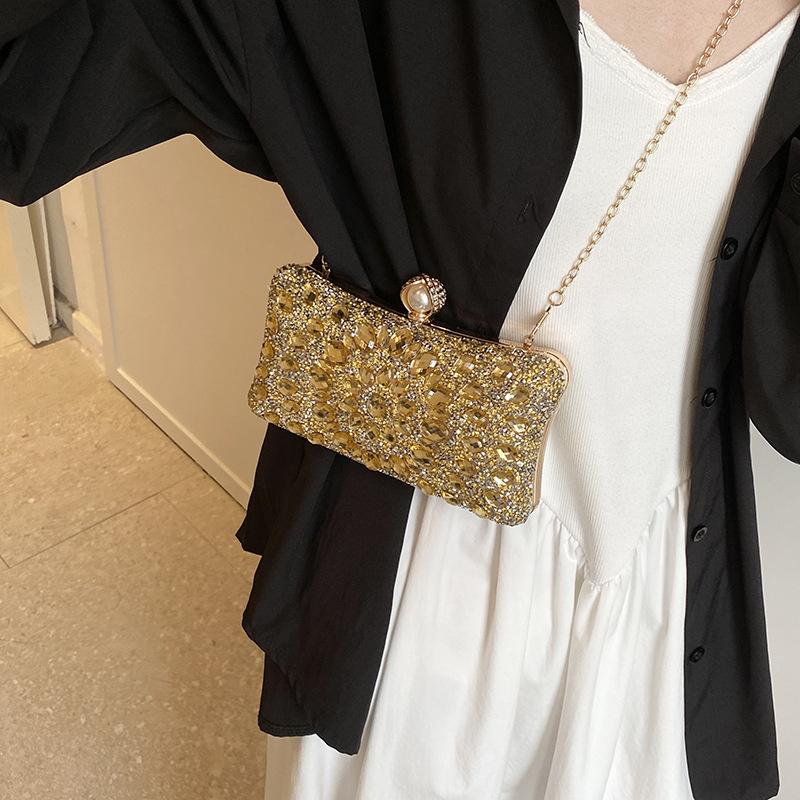 Bag women's bag 2025 new European and American fashion colored diamond foreign style shoulder bag ins texture messenger chain box bag