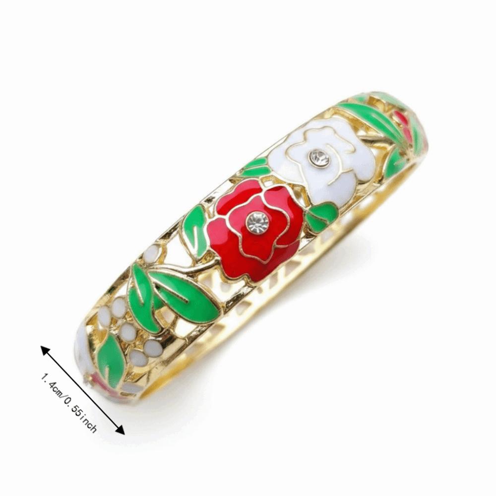 1,4 cm Pfingstrosen-Filigranblumen-Armreif Breiter Damen-Handarmreif Geschenke für Frauen Mädchen