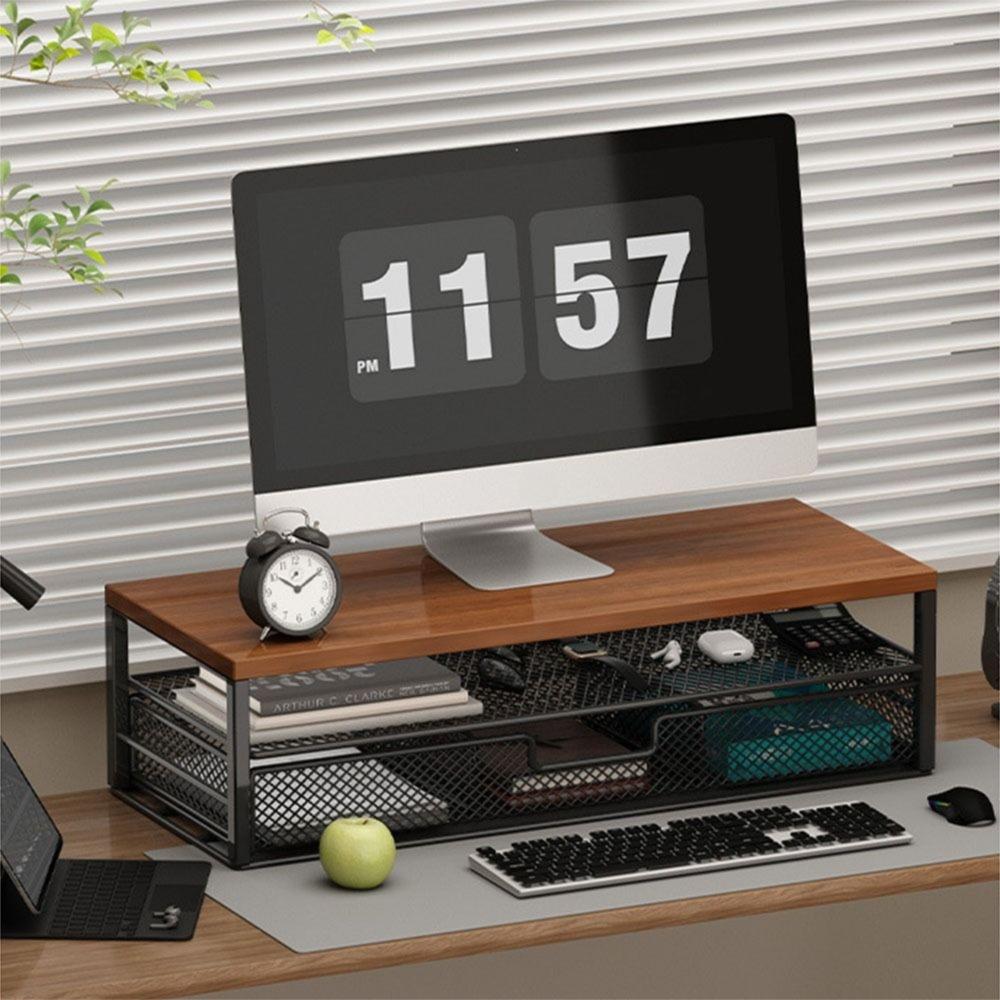 With Drawer Desk Monitor Riser 2-Tier Design Pull Out Storage Drawer Computer Desk Organizer Home