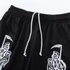 EES-10 Heren Mesh Atletische Korte Broek, Zwart Grim Reaper Print Ademend Zomer Straat Strand Boardshort