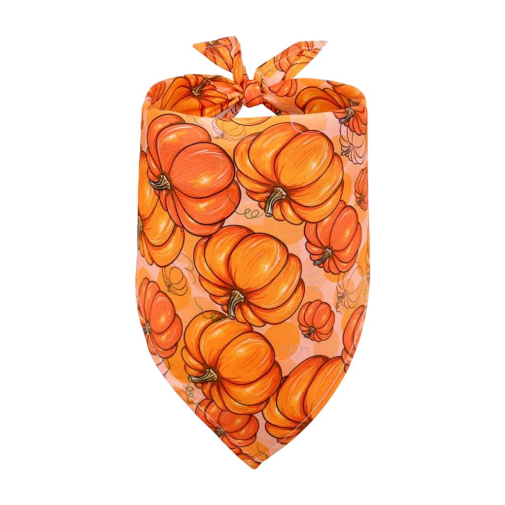 Thanksgiving Dog Bandana Medium Size Adjustable Pet Scarf with Pumpkin Pattern for Holiday Seasonal Wear and Comfortable Fit