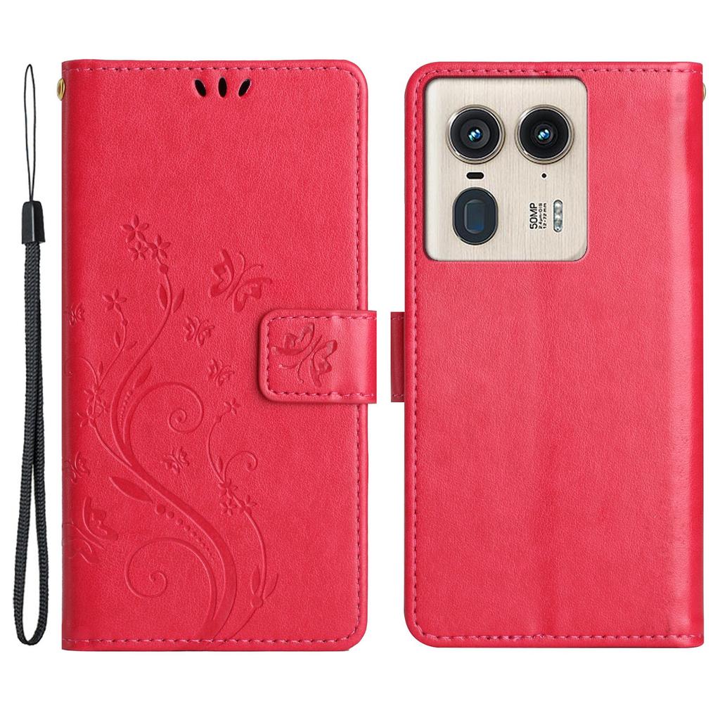 Für Motorola Edge 50 Ultra 5G/Moto X50 Ultra 5G Hülle Schmetterling Blume Lederhülle