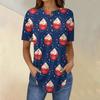 Short Sleeve Womens Tops Summer T-Shirts Print V Neck Casual Basic Tee Button Shirts Tunic Tops Independence Day