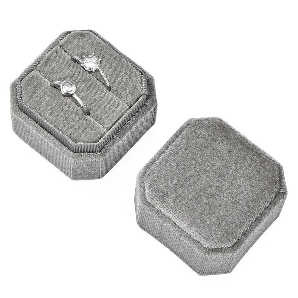 Octagon Square Jewelry Box With Detachable Lid Packing Box Double Ring Storage Case  Engagement