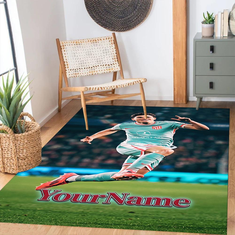 Atletico Madrid Personalized Text Floor Mat Suitable for Playrooms Foyer Game Room Dormitory Antislip Carpet Decorate Offices Birthday/Christmas Gift