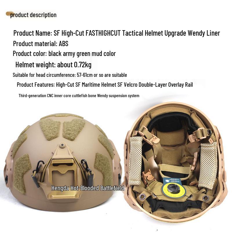 קסדה מגן High-Cut SF FAST מבוססת ים דור שני עם כפתור וונדי