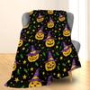 1PC Halloween Throw Blanket Pumpkin Skull Bats Witch Black Cats Thin Blanket Gifts for Couch Bed Car Home Camping All Season Use