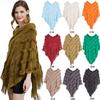 Damen Pullover Poncho Strickpullover Lässiger Pullover Umhang Wickel mit Quaste Gemütlicher V-Ausschnitt Poncho Schal mit Fransen Leichter Wickel Cardigan Umhang für Damen