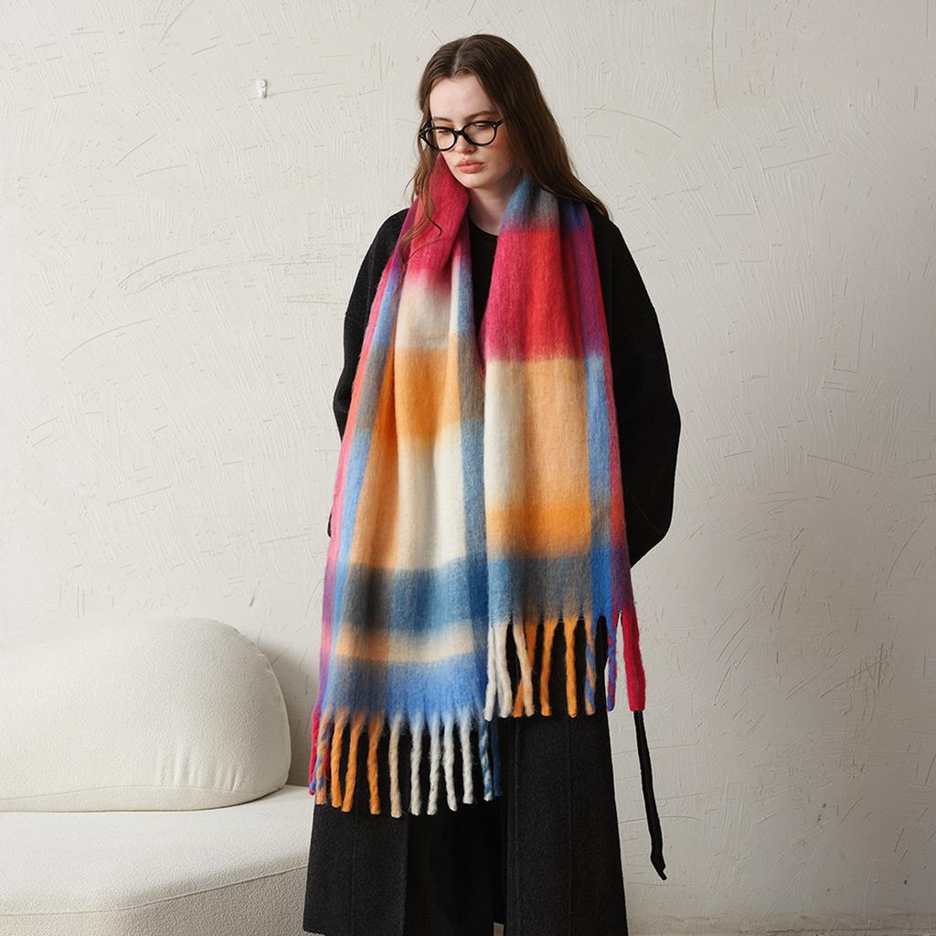 Scarf for Women In Winter, Imitation Cashmere, Checkered Tassel, Scarf, Shawl, Thick and Warm, Scarf