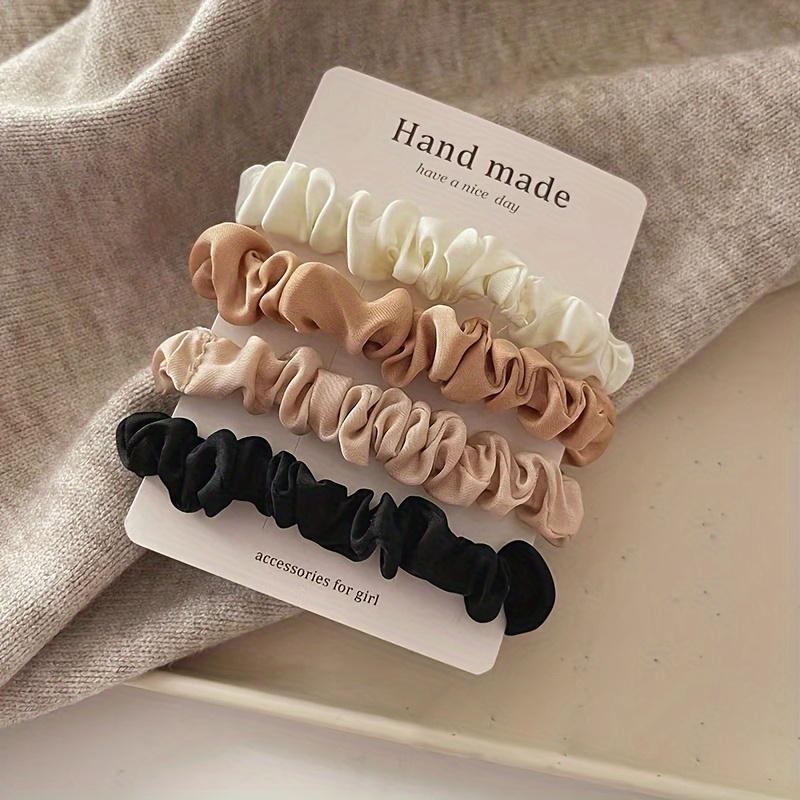 

Set Handmade Fabric Hair Ties for Women Minimalist Sweet Style Elastic Scrunchies, Solid Color High Elasticity Durable Hair Bands, Elegant Hair Access