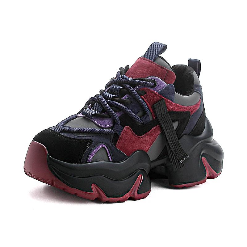 Nové univerzální výškově zvyšující dad shoes pro ženy, nové kožené sportovní a volnočasové boty na silné podrážce, prodyšné malé dámské boty