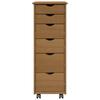 Rollcontainer Honigbraun 34 x 39 x 93,5 cm Massivholz Kiefer