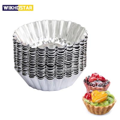 10 st Återanvändbara Non-stick Äggtartformar Aluminiumlegering Blomform Muffinsform Pudding Geléform Muffin Bakkopp Köksverktyg