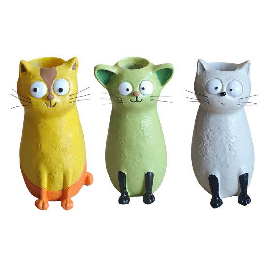 Cat Vase for Flowers, Quirky Cat Flower Vase for Desk Decoration and Bookshelf Display, 3D Decorative Vases for Home Office Styling and Gift Giving,