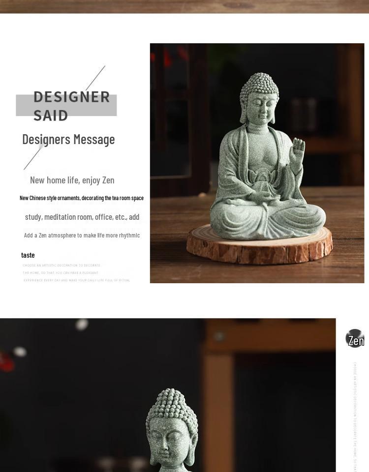 Porcelain Green Sandstone Buddha Ornament for Zen Fish Tank or Bonsai Display