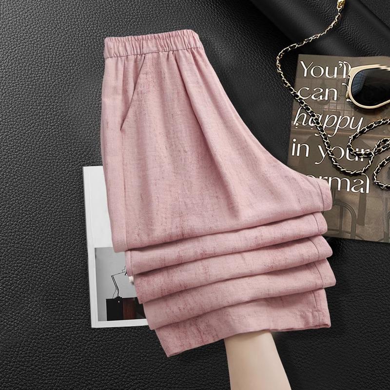 

Women s Spring/Summer 2025 Khaki High-Waisted Wide-Leg Pants - Comfortable, Loose, Slimming, and Cool M [Recommended for 95-105 lbs] розовый