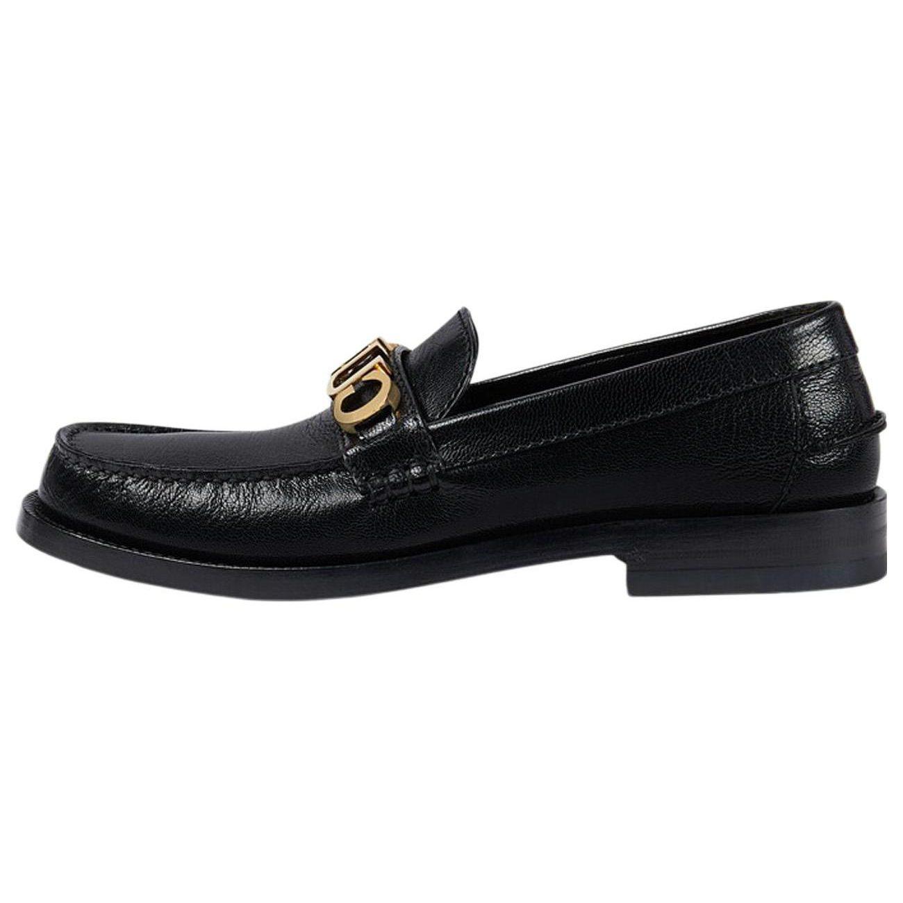 GUCCI Logotipa Mokasīni Melna Āda Sieviešu