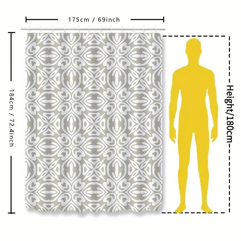 Fashionable Floral Shower Curtain With Modern Patterns For Bathroom Decor White Beige Colors Available!