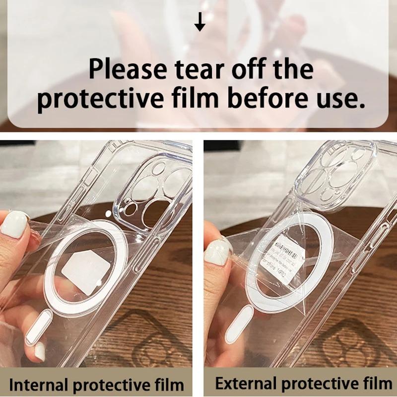 Luxury Transparent Magnetic Wireless Charging Case For 18 17 16 15 14 13 12 11 Pro Max XS X XR 7 8 Plus 16e 17e Air Cover