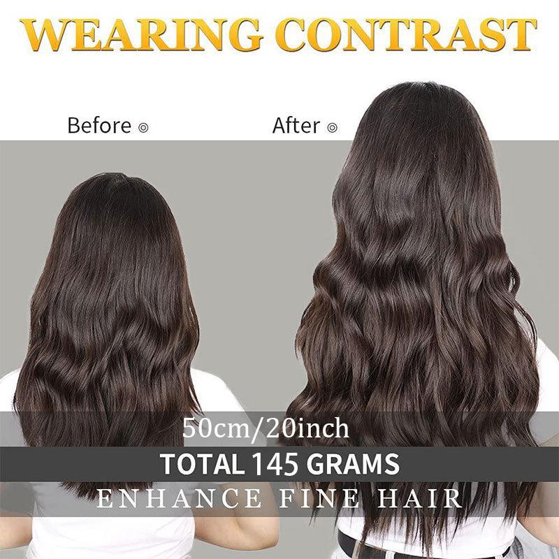 Set de șapte piese pentru păr creț ondulat de apă cu extensii de păr perucă sintetică pentru femei pufoasă și confortabilă potrivită pentru adunările zilnice