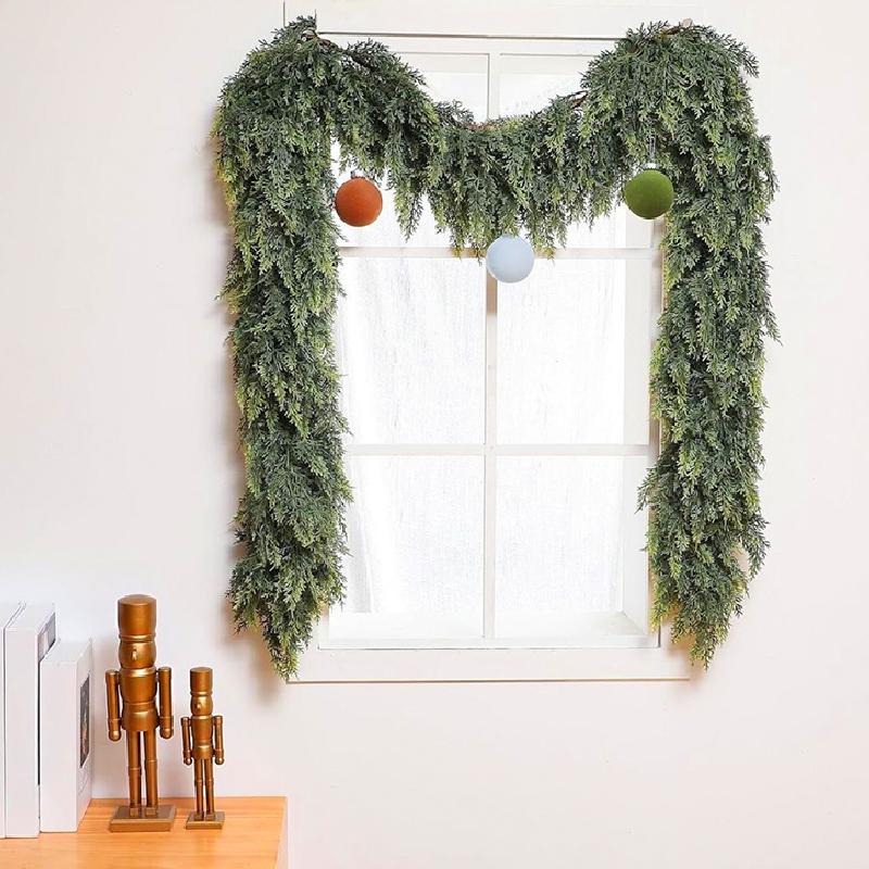 1PC Faux Ivy Vine Party Dark Green Branches Outdoor Decoration Green Christmas Tree Garland Home