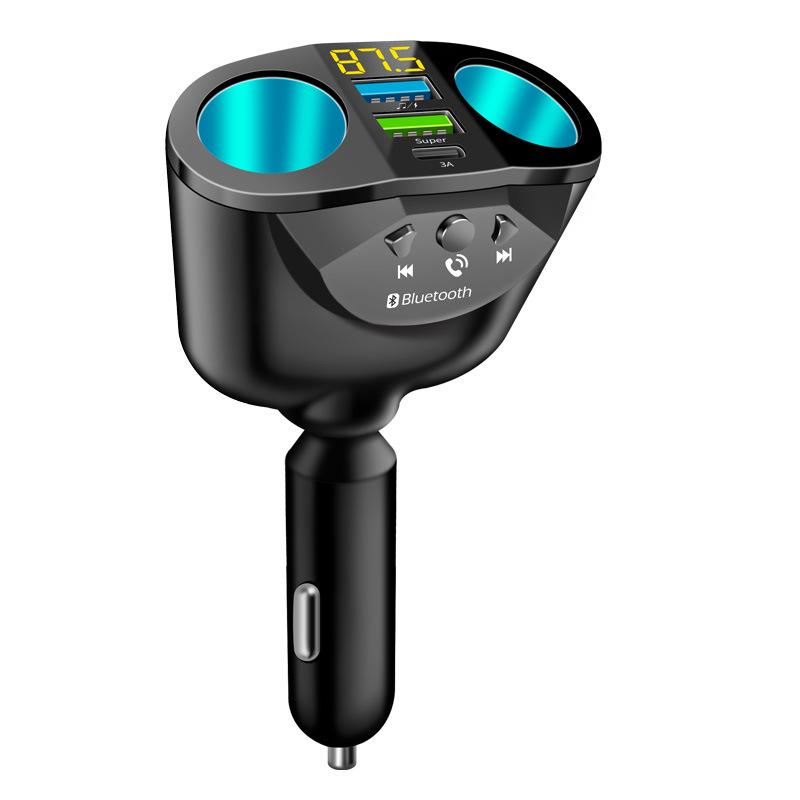 Rotating USB Bluetooth Car Lighter Charger & FM Transmitter - Fast Charge 4-in-1