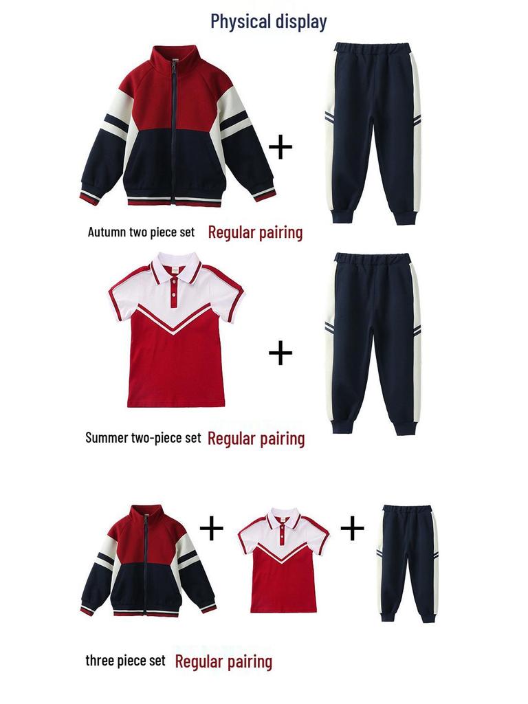 Herbst Kindergartenschule & Grundschule Rotes Uniformset für Sport und Aufführungen