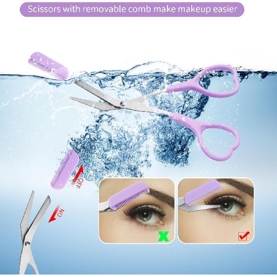 Eyebrow Scissors with Eyebrow Razor,Eyebrow Trimmer with Comb,Non Slip Finger Grips Trimmer Eyebrow Scissors, Hair Removal Beauty Accessories for Men