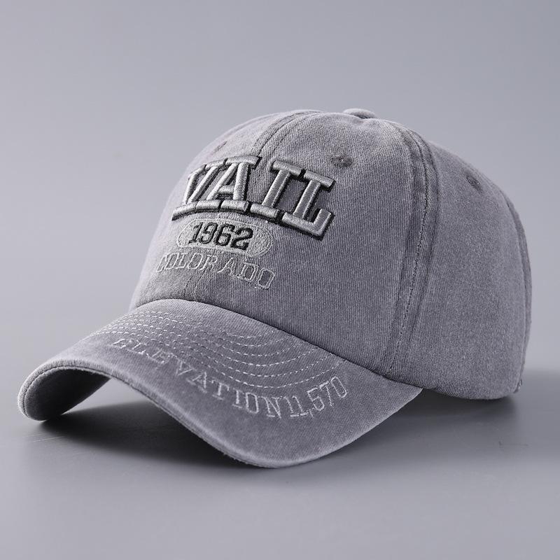 Cappellino da baseball con ricamo tridimensionale di lettera in denim di puro cotone lavato con visiera curva cappellino lotto in stock