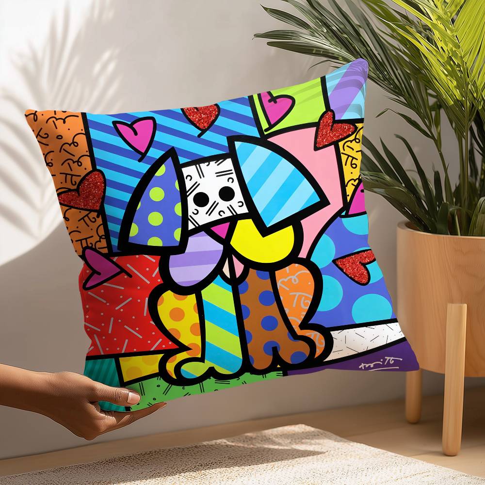 B-Britto Art Design Pillow Case Plush Fabric Soft  Pillowcase Double Sided Print Cushion Cover Household Gifts