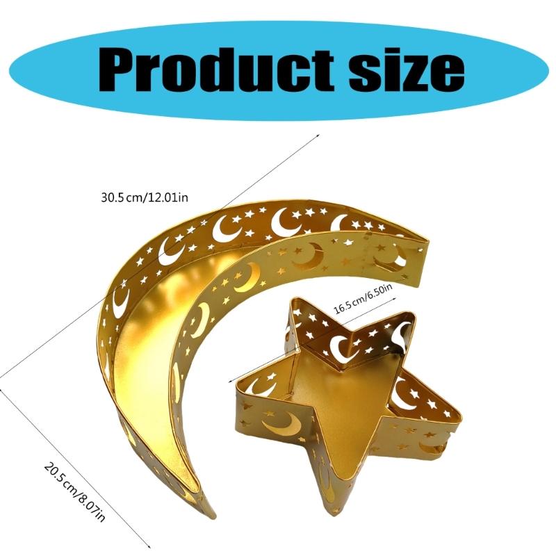 Ramadans Eids Mubarak Decorative Moon and Star Snacks Tray Dessert Tray for Table Decoration and Party Favor