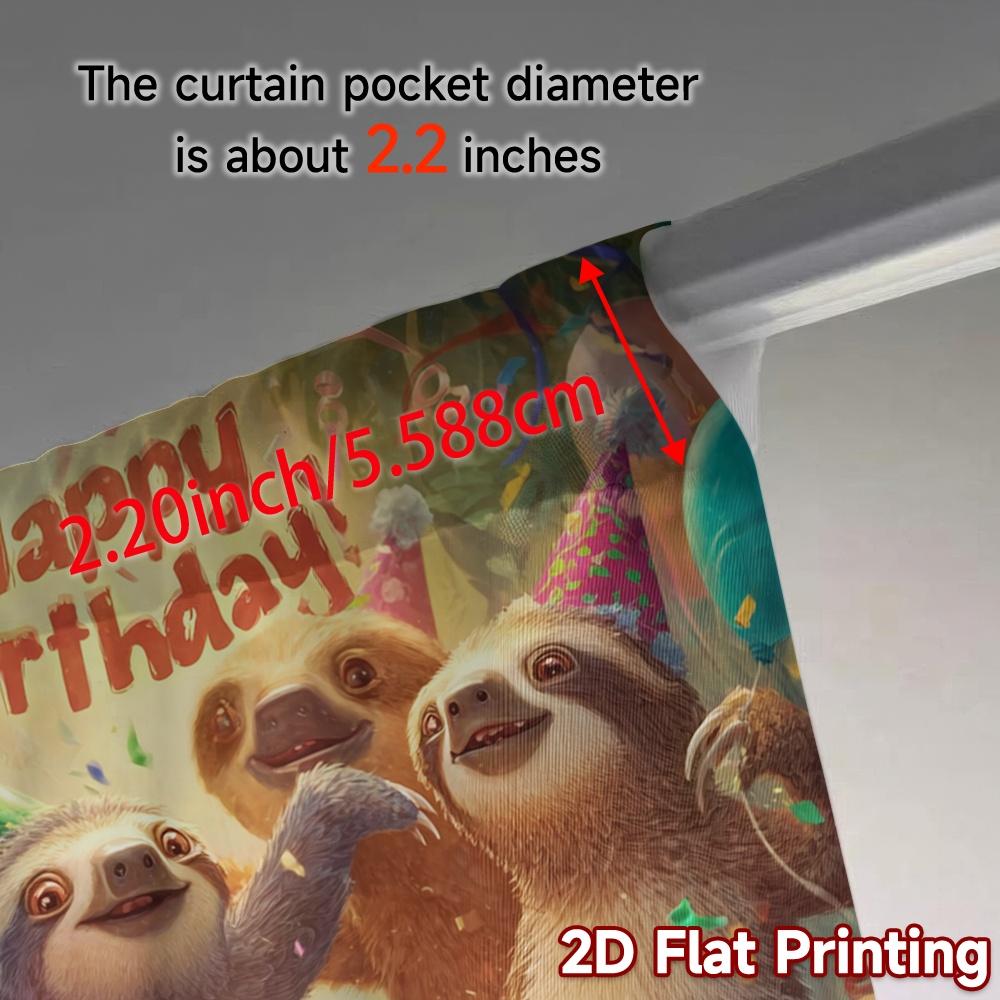 2pcs   2D FLAT PRINTING Curtains (Without Rod) Sloth Celebration Popular Creative Curtains 100% Polyester Curtains All Seasons