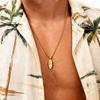 Kleine Kokospalmen-Halskette für Männer Jungen, Wasserdichte Edelstahl-Ovale Anhänger-Halskette, Hip Hop Einfacher Schmuck Geschenk