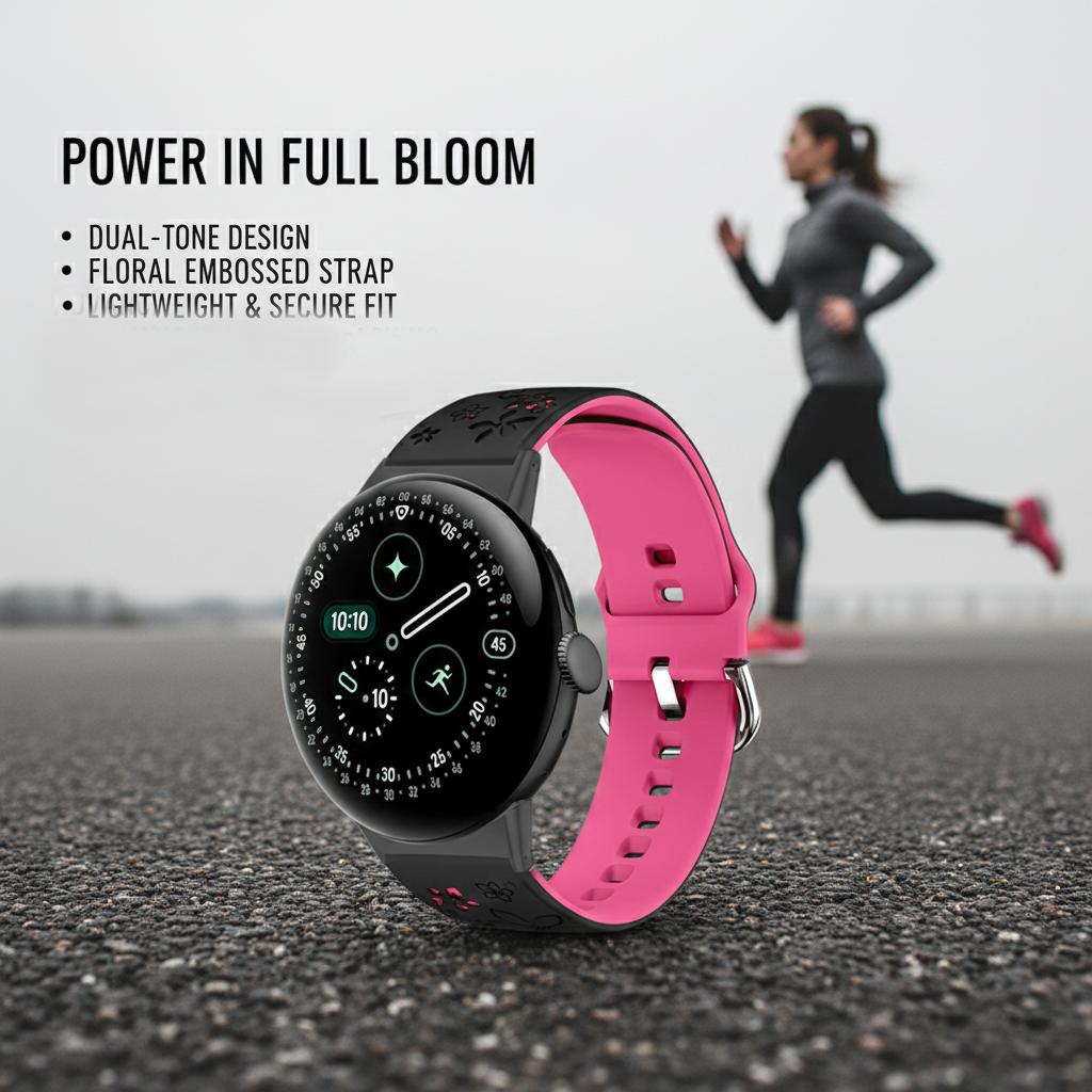 Cinturino per orologio in silicone inciso al laser per Google Pixel Watch 4 3(41 millimetri)/2/1 Cinturino di Ricambio Morbido Traspirante per Pixel Watch 4 45mm