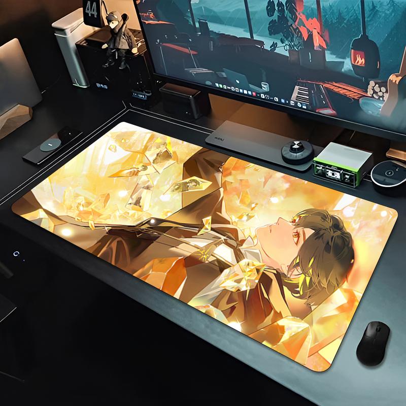Gaming Mouse Pad Large Desk Mat Antislip Base Stitched Edges RedHaired Anime Warrior Print for Gaming Office Desk Use