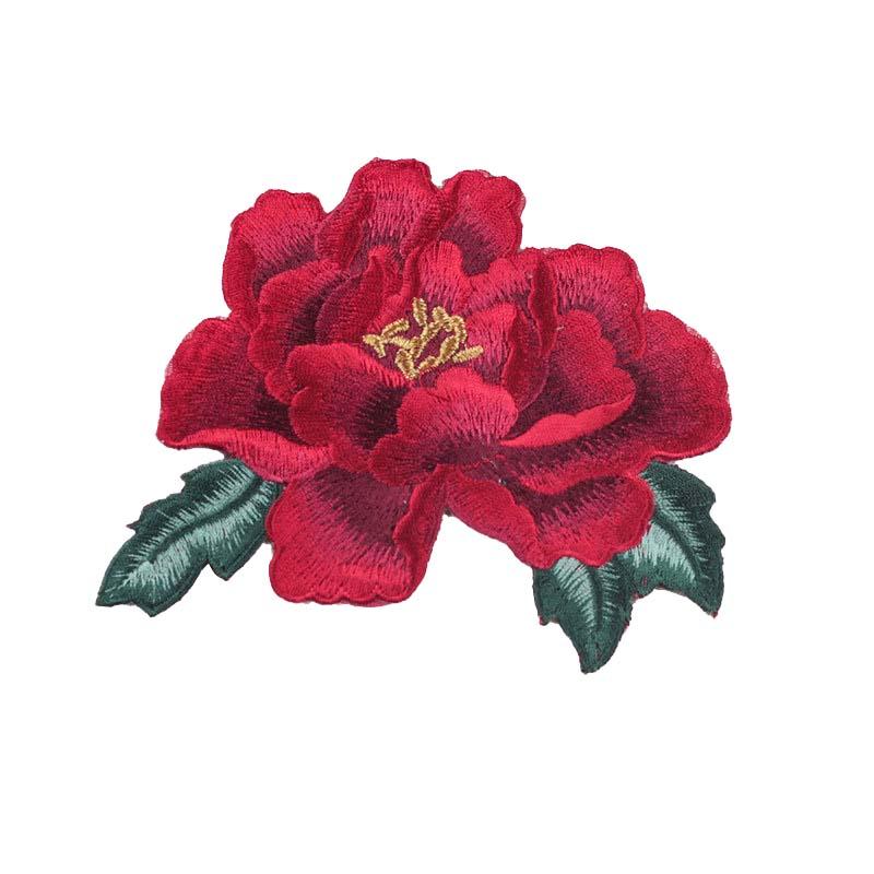 Fashion Show Costume Decorative Peony Patch Flower Motif Embroidery Diy Bag Hat Textile Iron-on Badge Sticker Accessories Patch