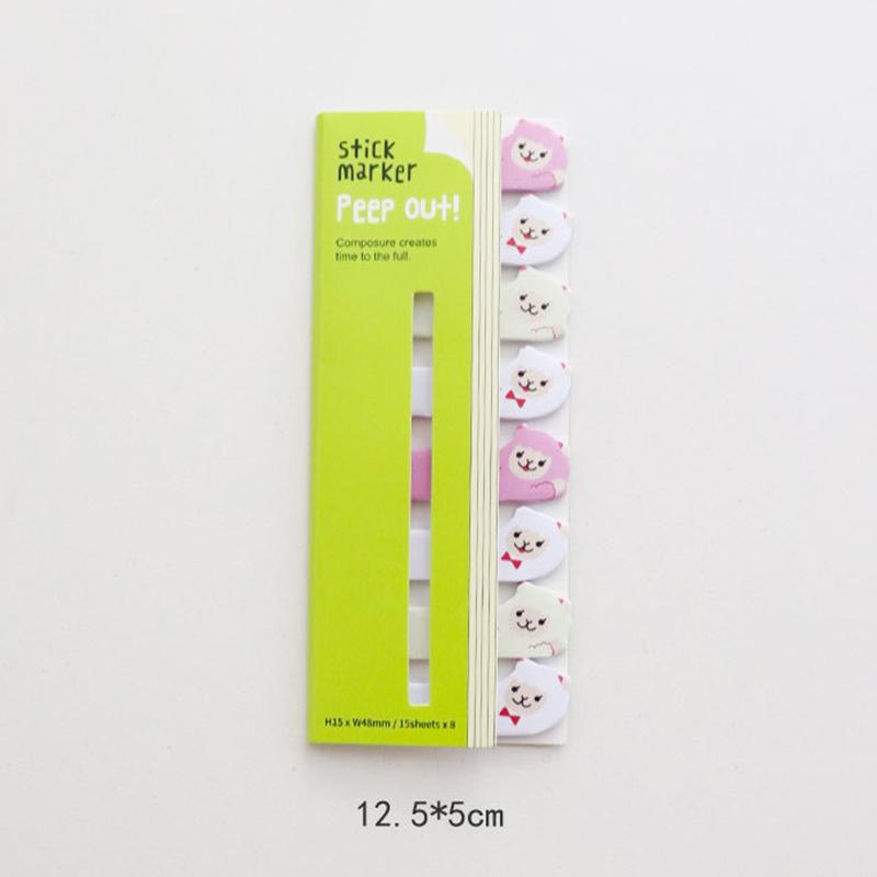 1 Piece Kawaii Stationery Cartoon Animals Marker Memo Pad Bookmark Flags Index Tab Sticky Notes Label Paper Stickers