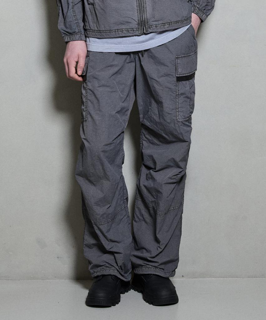 BUCKAROO Nylon Garment-Dyed Parachute Cargo Pants Charcoal Grey