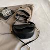 Women Vintage Solid Color Flap Small Saddle Shoulder Underarm Bag Fashion PU Leather Wide Strap Crossbody Bag Handbags Purses