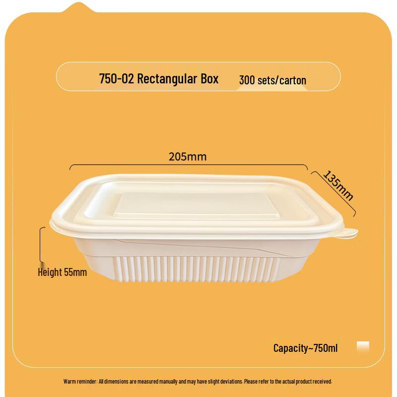 Luyouming 750ml Biodegradable Rectangular Takeaway Boxes
