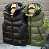 Ärmellose Winterparkas für Herren, Oberteile mit Kapuze, Übergröße, lässige dicke warme schwarze Weste für Herren-Oberbekleidung