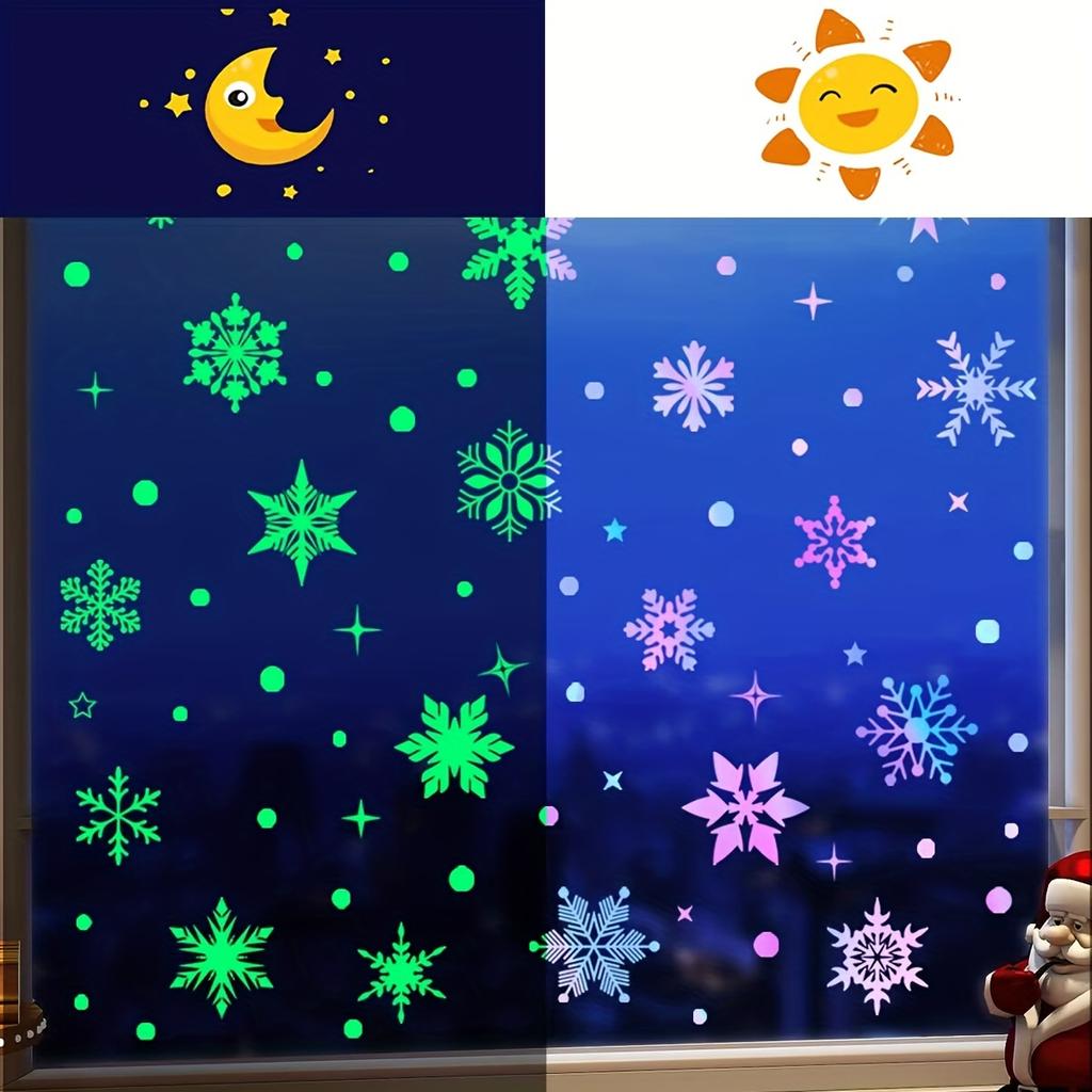 Christmas Glow-in-the-dark Snowflake Car Stickers For Window Display Window Decorations Wall Stickers