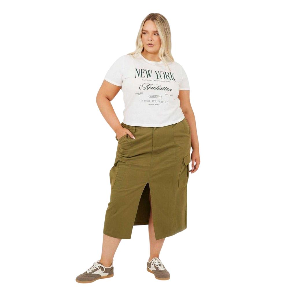 BRAVE SOUL Saia Jeans Plus Size Cargo Feminina