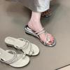 [youshilai] Slope heel rhinestone set toe sandals 2025 summer new beach non-slip vacation slippers women