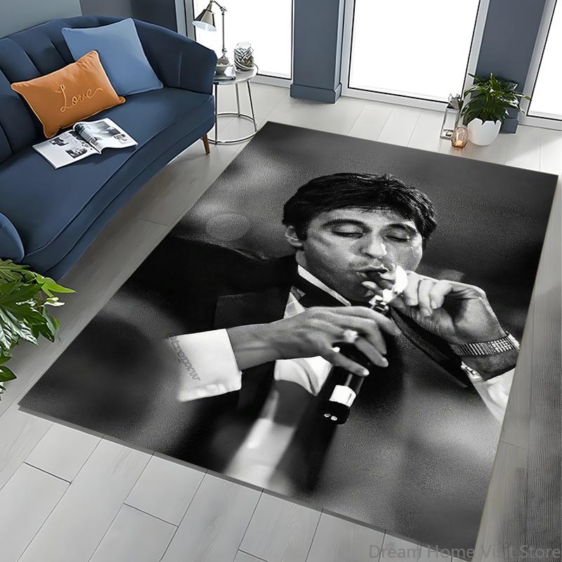 Tappeto Classico Scarface Tony Montana Movie Art per Camera da Letto Soggiorno Divano Decorazione Zerbino per Casa, Grande Tappeto Antiscivolo per Bambini