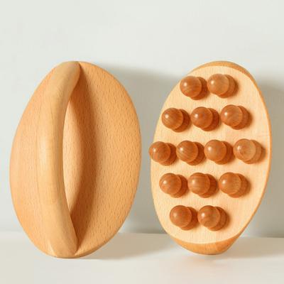 Wooden Massage Tools with Handle 14 Beads Wooden Massage Roller for Body Shaping