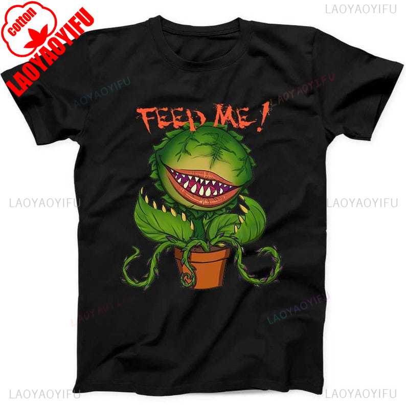 

ZX Футболка Накорми меня Одри II Сеймур Маленький магазин ужасов Подарочная футболка Черная футболка Дышащая Футболки Ностальгия Ретро Уличная мода 3XL