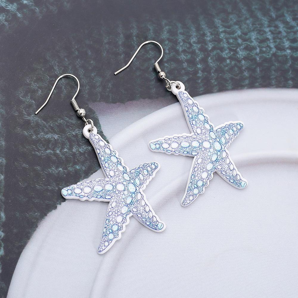 Women's Asymmetrical Starfish Acrylic Earrings - European & American Summer Beach Style