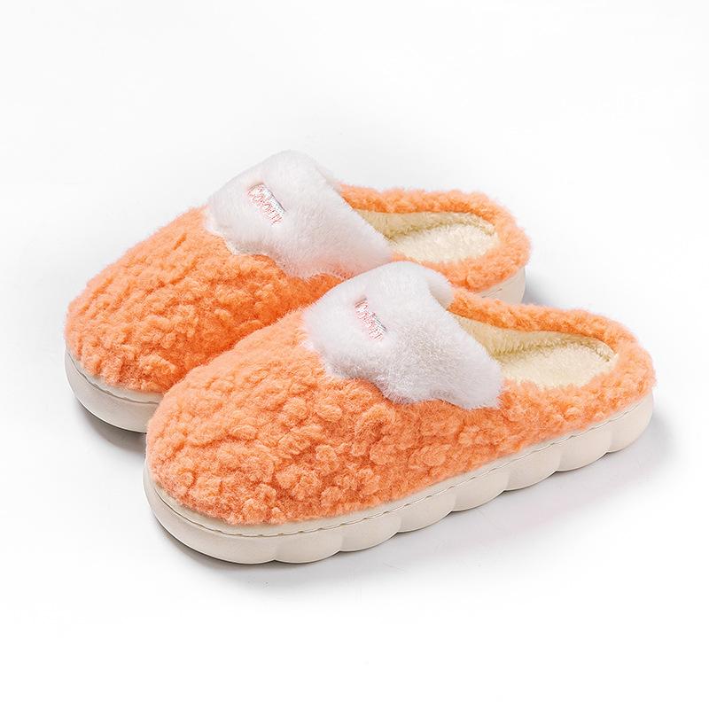 Rainbow Fluffy Cotton Slippers Autumn and Winter Thick-soled Fluffy Slippers Women's Home Use Couple Warm and Velvet Cotton Slippers