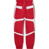 Li Ning Color Block Mid Waist Drawstring Comfortable Breathable Cuffed Knitted Sports Pants Women Bottoms Honor-Red AKLUE04-1